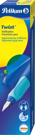 Stilolaps shkrimi Pelikan Twist, majë medium, fishek boje, blu e errët