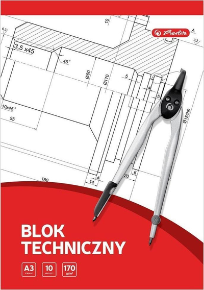 Bllok teknik Herlitz A3, 170 g/m², 10 copë, i bardhë