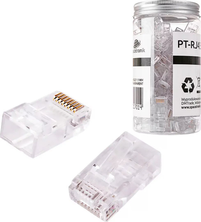Priza RJ45 Spacetronik PT-RJ456UT-1, Cat.6 UTP, Pass Through, transparente 100 copë