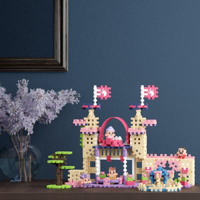 Lodër ndërtuese Marioinex Waffle Mini Blocks Princess, 280 copa, me figura princeshash, shumëngjyrëshe