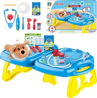 Set veteriner për kalamoj Woopie Deluxe PetCare, 18 copa, me qenush lodër, shumëngjyrësh