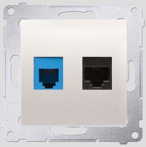 Prizë telekomunikuese Kontakt-Simon Simon 54 S.54, RJ45 Cat.5e RJ12, krem