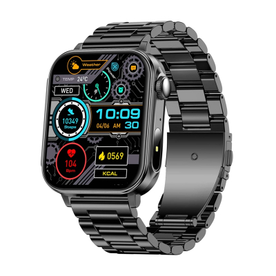 Smartwatch Colmi P80, ekran me prekje HD, IP67, i zi metalik