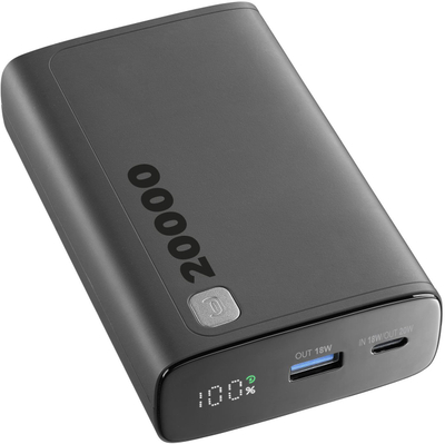 Power bank Cellularline Elite 20000 PD, 20000 mAh, брзо полнење, црна