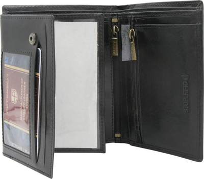 Portofol lëkure për meshkuj Peterson, RFID Blocking, i zi