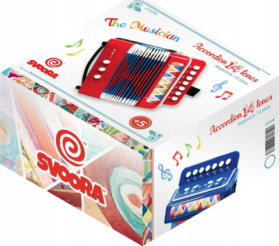 Akordian lodër Svoora Accordion 10299, 14 tonalitete, për kalamaj 5+, i kuq