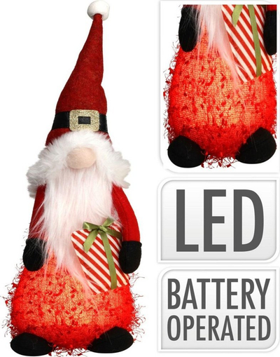 Figurinë zbukuruese Babagjysh me LED, 51cm, prej plushi, shumëngjyrëshe