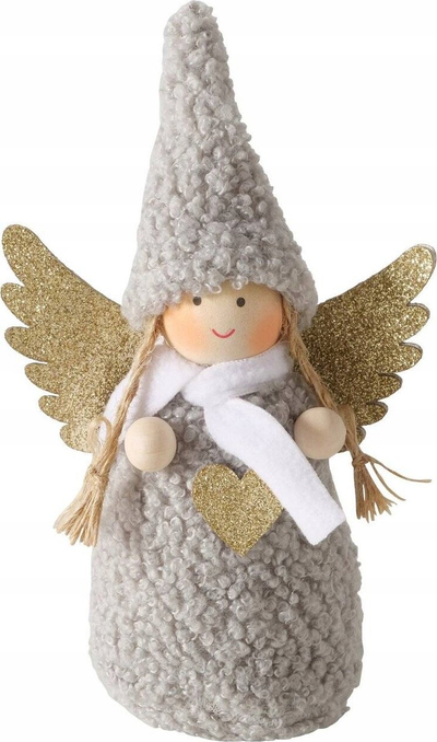 Figurinë zbukuruese AMIA Angel, 16 cm, material i butë, bezhë