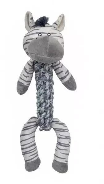 Lodër pelushi për qen Yarro Zebra Y0088, me litar të gërshetuar, 35cm, shumëngjyrëshe
