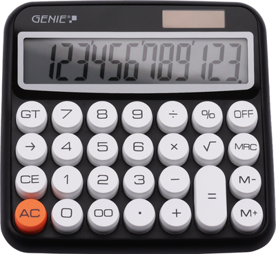 Калкулатор за маса Genie 612BK, голем екран, црн