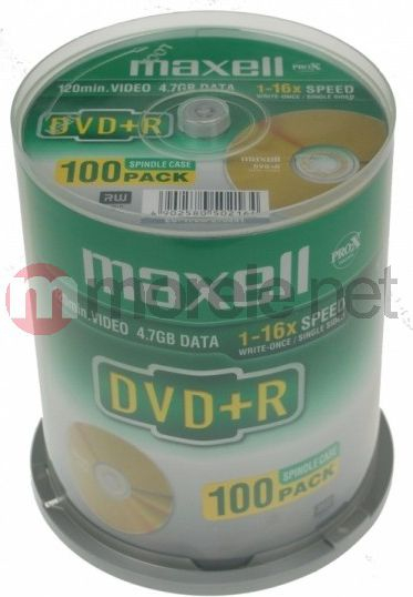 Maxell DVD+R дискови (275641.30.GB), 4.7 GB, 16x, 100 парчиња