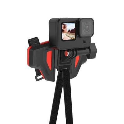 Mbajtës helmetë motori Telesin Butterfly, për GoPro, me shirit Velcro, zi e kuqe