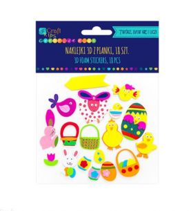 Ngjitës shkumë 3D Craft with Fun, 18 copë, motiv Pashkësh, shumëngjyrësh