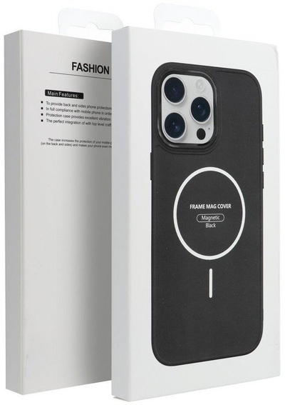 Mbulesë telefoni OEM Frame Mag Cover për iPhone 16 Pro, kompatibile me MagSafe, mat, e zezë