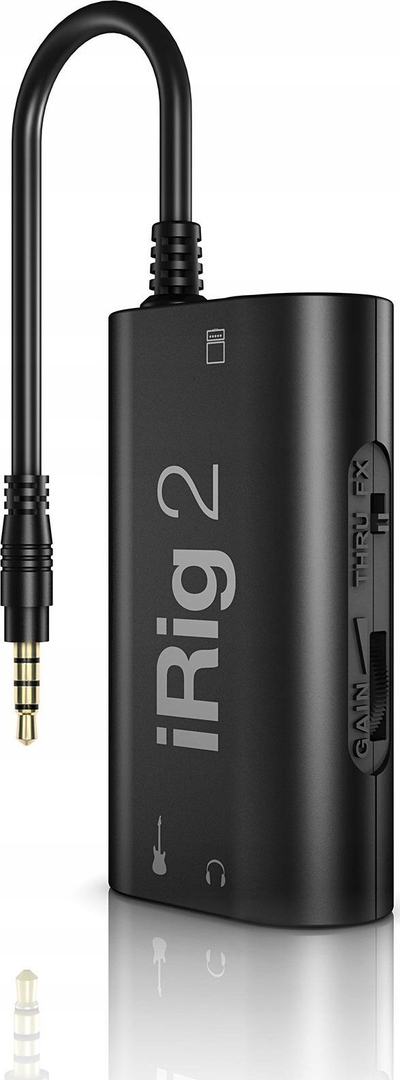 Interfejs kitarre IK Multimedia iRig 2, për iOS dhe Mac, portë 1/8" TRRS, i zi