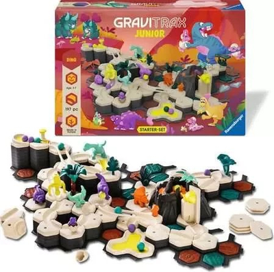 Set loje krijuese Ravensburger GraviTrax Junior Starter Set XXL Dino, për kalamaj 3+, me ngjyra nga të gjitha