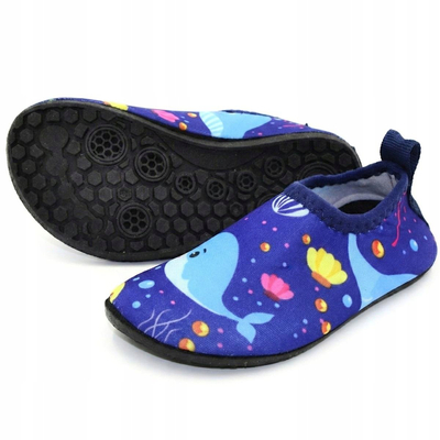 Këpucë uji për kalamaj ProBeach Whale, neopren, nr.24, blu me figura deti