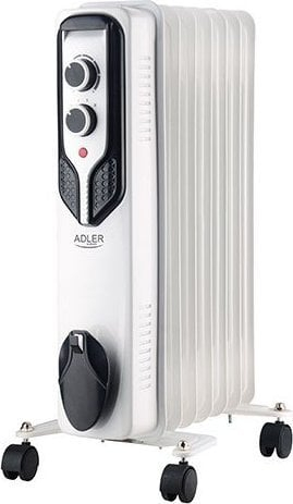 Radiator elektrik me vaj 1500W, 7 elementë, me rrota, i bardhë