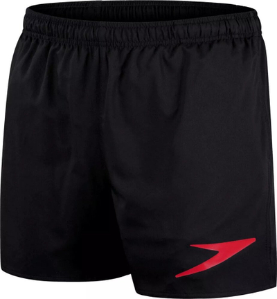 Rroba banje për burra Shortset Sport Logo 16", të zeza me të kuqe