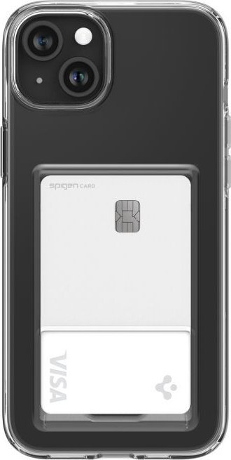 Mbrojtëse telefoni Spigen Crystal Slot, për iPhone 15 Plus, me xhep kartelash, transparente
