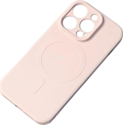 Mbrojtëse telefoni Hurtel për iPhone 15 Plus MagSafe, silikon, krem