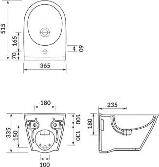 Ѕиден биде Cersanit City Oval Box K35-043, со отвор за чешма, бел