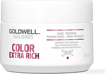Maskë flokësh Goldwell Dualsenses Color Extra Rich 60SEC Treatment, për flokë të lyer të trashë, 200ml, e bardhë