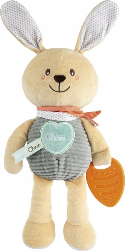 Lepurush pelushi Chicco Cuddly Little Bunny, i butë, për foshnje, ngjyrë pastel