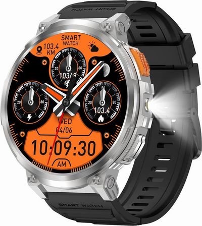 Паметен часовник Gravity GT23 4, екран 1.85\", Bluetooth, сребрен со црн ремен