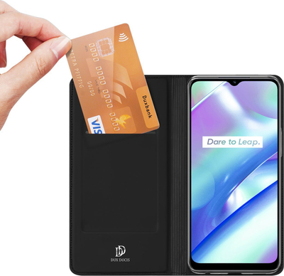 Këllëf telefoni Dux Ducis Skin Pro për Realme C33, tip libër, me xhep karte, i zi