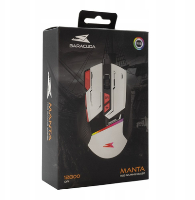 Maus gaming Baracuda MANTA BGM-042, 12800 DPI, 8D, i bardhë