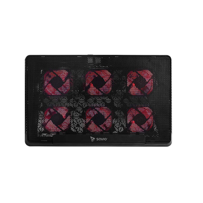 Bazë ftohëse për laptop Savio COS-01, 17.3", 6 ventilatorë LED, e zezë