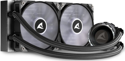 Ftohës uji për procesor Sharkoon S80 RGB, radiator 240mm, adresues RGB, i zi