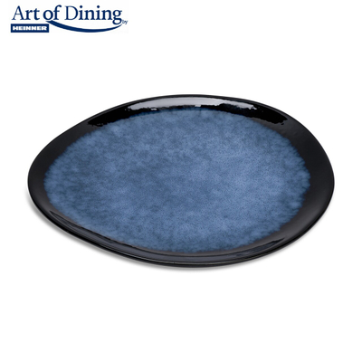 Set pjatash ovale Heinner Serenity, 4 copë, 28 cm, qeramike, blu e zezë