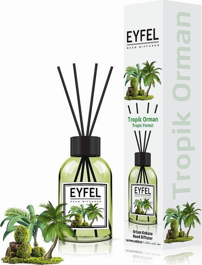 Ароматичен дифузер EYFEL Тропска шума, 120 ml, со дрвени стапчиња