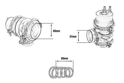 Wastegate e jashtme TurboWorks 60mm, 1.6 Bar, lidhje V-Band, blu