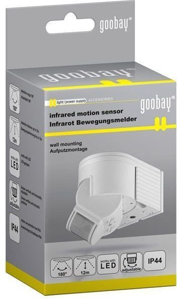 Sensor lëvizjeje Goobay PIR, 230V, IP44, i bardhë