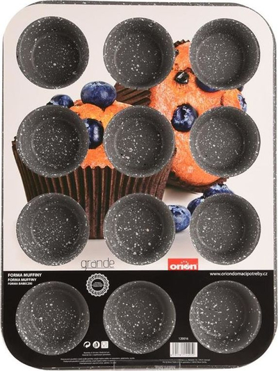 Tavë për muffin Orion Grande, 12 vende, jo ngjitëse, gri