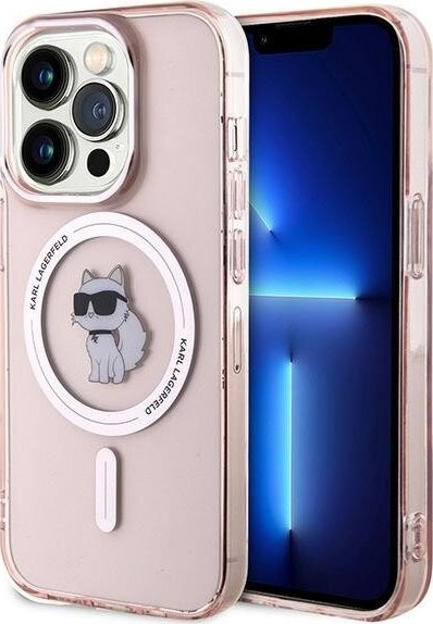 Këllëf telefoni Karl Lagerfeld KLHMP14XHFCCNOP për iPhone 14 Pro Max 6.7", me MagSafe, rozë