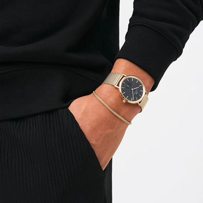 Orë për meshkuj Daniel Wellington Classic Multi-Eye Evergold Onyx DW00100713, e artë