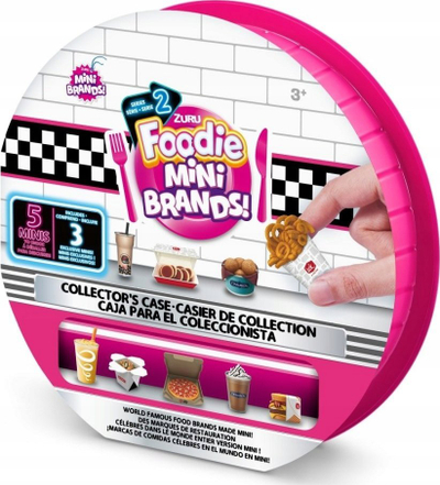 Kuti koleksioni ZURU 5 Surprise Foodie Mini Brands Series 2, me 5 mini figura, rrethore, rozë