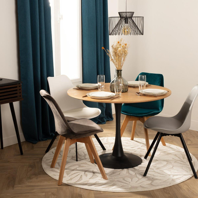 Tavolinë ngrënie Atmosphera Elias, diametër 100 cm, MDF edhe metal, shumëngjyrëshe