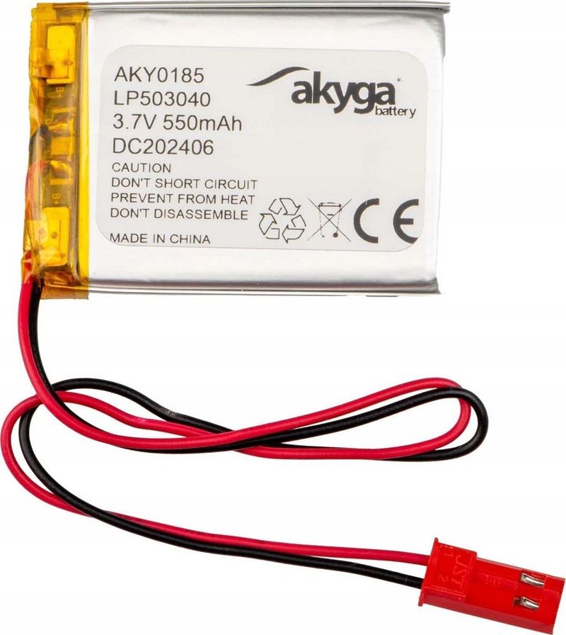 Bateri LiPo Akyga LP503040, 3.7V, 550mAh, e bardhë