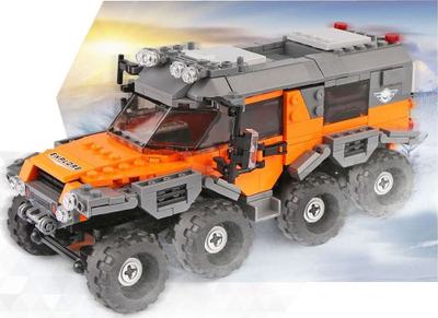 Set blloqesh ndërtimi Xingbao Offroad Adventure XB-03027, 529 copa, makinë terreni, portokalli me të zezë