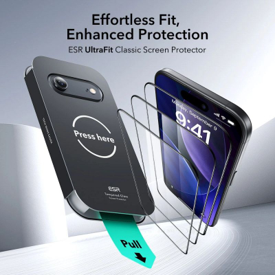 Qelq mbrojtës ESR UltraFit Classic për iPhone 17 Air, 2 copë, xham i temperum, transparent