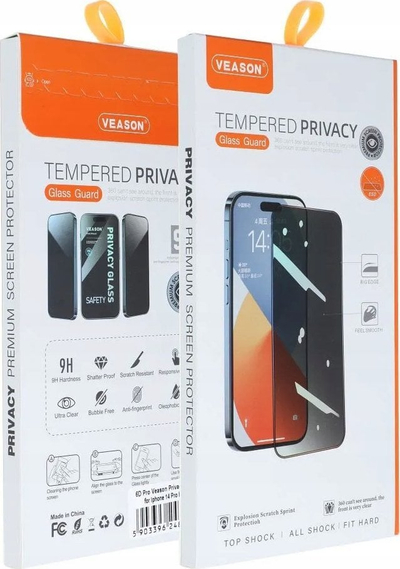 Xham mbrojtës Veason 6D Pro Privacy për iPhone 12 Pro Max, Gorilla Glass, i zi