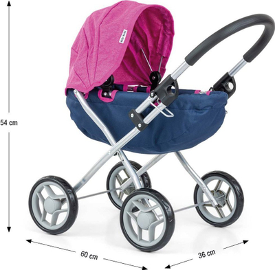 Karrocë lodër për kuklla Milly Mally Dori Prestige, e palosshme, për kalamaj, blu navy