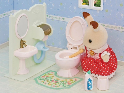 Set lodrash banjo Sylvanian Families Epoch 5740, me tualet, për figurina, shumëngjyrësh