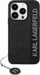 Kapak telefoni Karl Lagerfeld PU Saffiano Rhinestone Charm, për iPhone 15 Pro, i zi