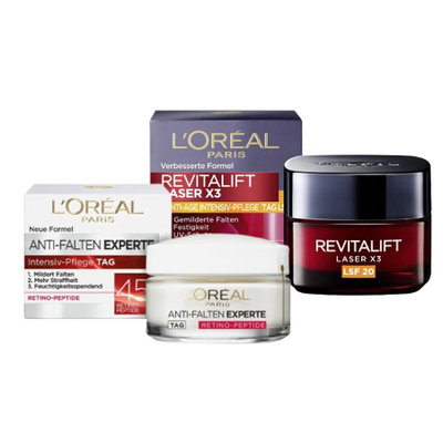 Power Duo - Krem dite L’Oreal Paris Revitalift Laser X3, Lsf 20, 50 ml + Krem për fytyrë L'oreal Anti-Falten Experte, 50 ml
